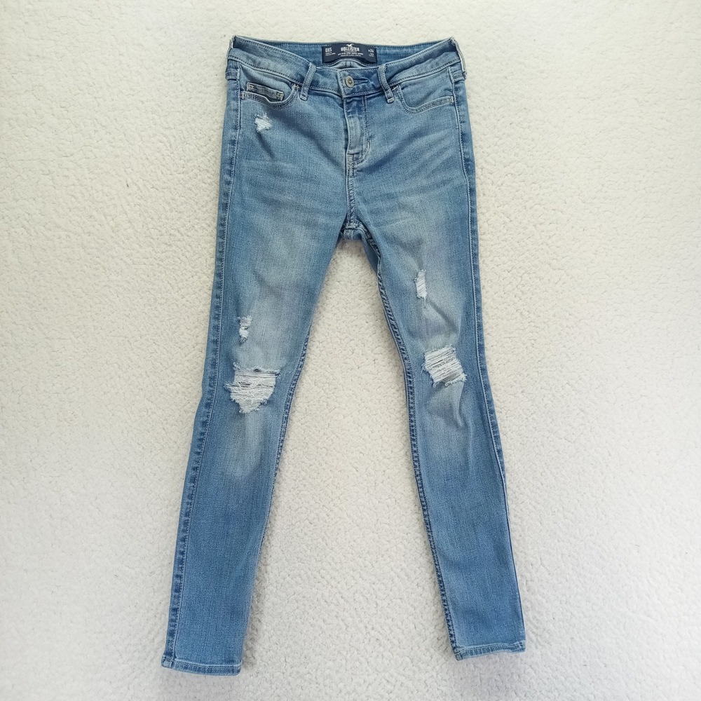 Hollister Mid-Rise Crop Super Skinny Distressed‎ Jeans Light Wash W24 L22 0XS